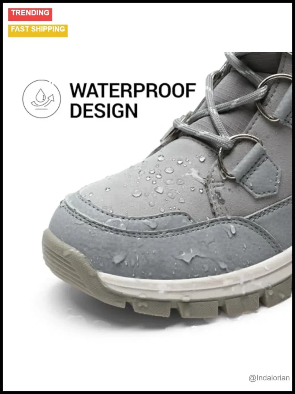 Women's Waterproof Mid Calf Snow Boots with Faux Rabbit Fur & 3M Insulation